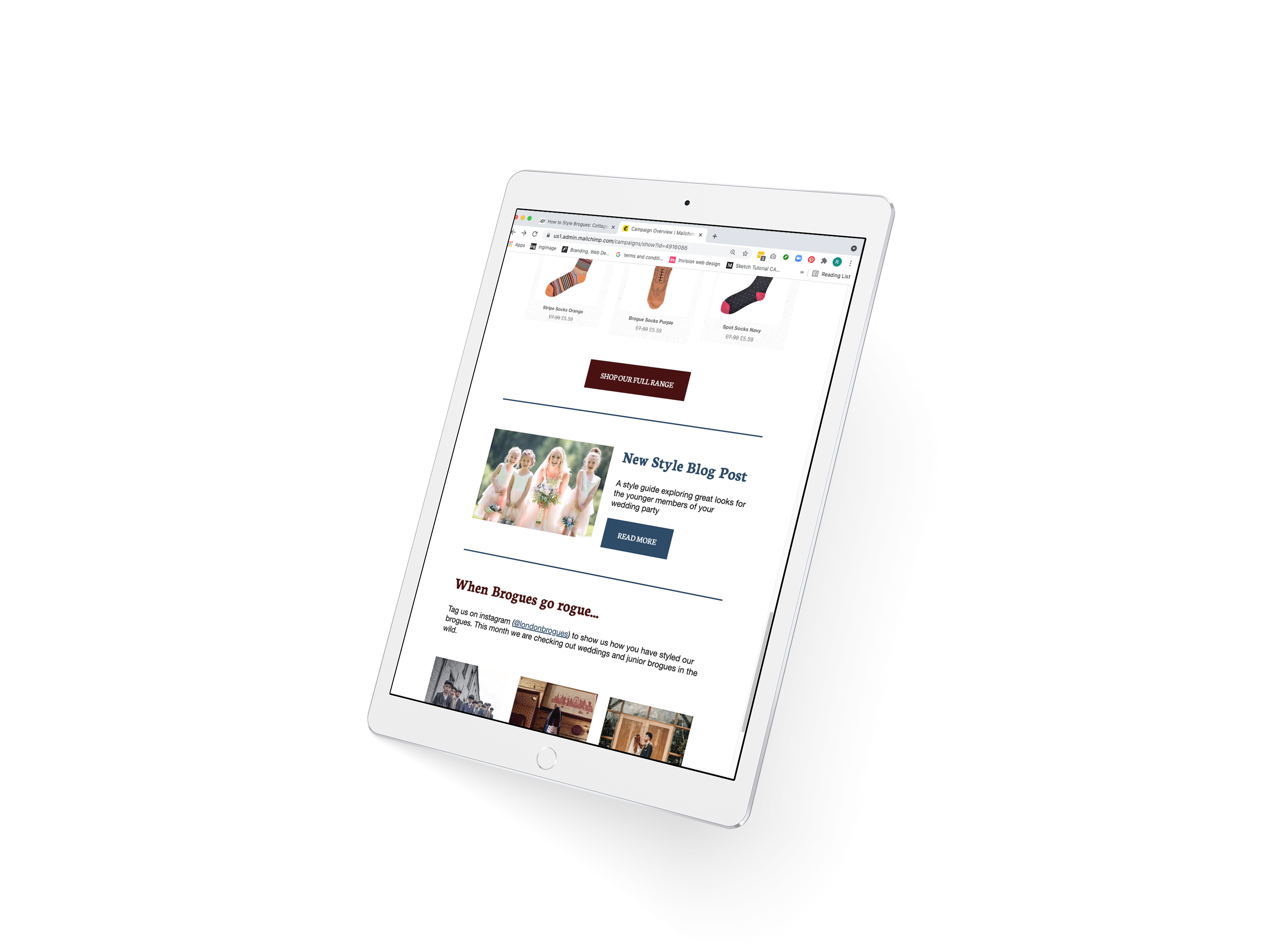 A White Ipad Pro displaying an email newsletter