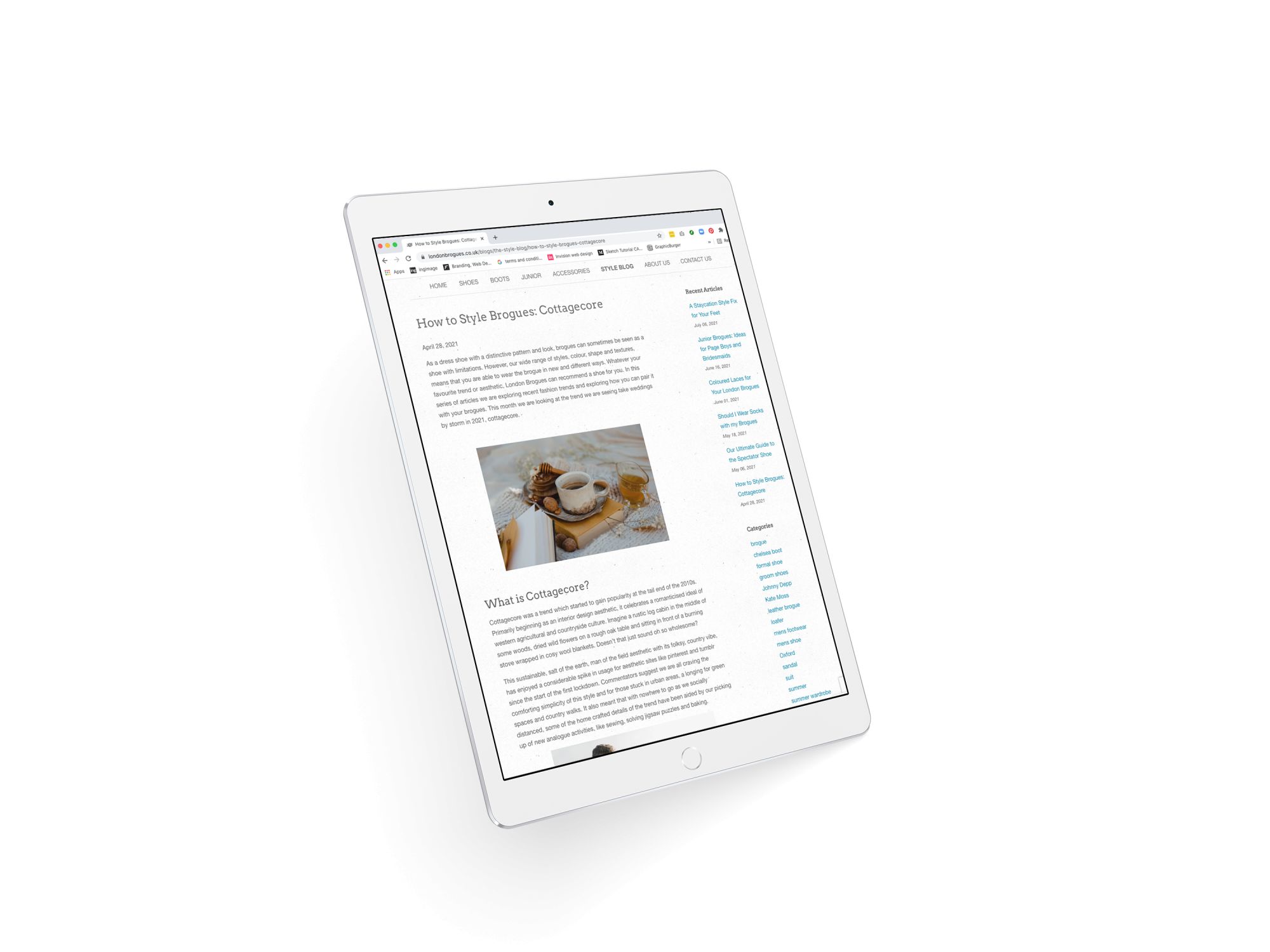 A White Ipad Pro displaying a blog article